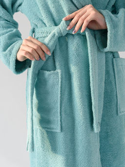 Халат банный Оптима из хлопка бирюзовый фото 4