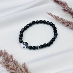 Браслет из полосатого Агата с перламутровой вставкой Инь-Янь - Радуга самоцветов фото 2