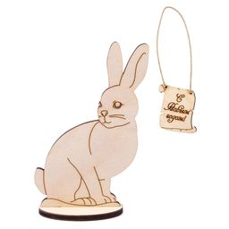 Заготовка для декорирования Mr. Carving ВД-1125 Кролик на подставке С Новым годом фанера 12 х 8 х 2 см