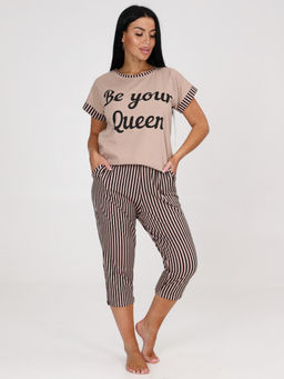 464-П ПИЖАМА ЖЕНСКАЯ (бриджи) (Бежевый) - А-дина фото 2