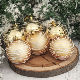 Ёлочные игрушки Жемчужный орион, шары новогодние, d=7 см, набор 6 шт., золотистый