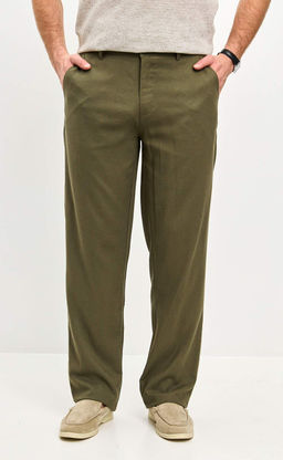 Брюки лен P511-0852 khaki