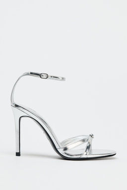 METALLIC HIGH-HEEL SANDALS - Zara фото 5