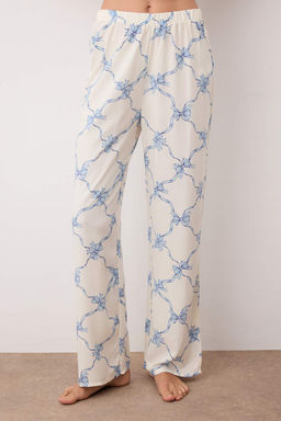 Mavi-Cok Renkli Bask?l? Shally Dokuma Pijama Tak?m? THMAW26PT00109 - Trendyolmilla фото 3