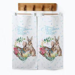 Набор полотенец Этель С праздником Пасхи (Кролики) 2 шт., 100% хлопок