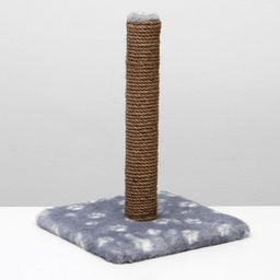 Когтеточка Радость на подставке, 30 х 30 х 40 см, джут, серая с лапками - Пижон фото 6