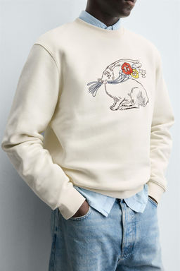 EMBROIDERED RABBIT SWEATSHIRT - Zara фото 5