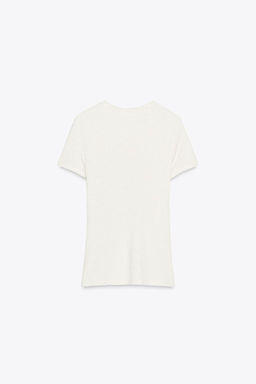 RIBBED T-SHIRT WITH TEXT - Zara фото 5