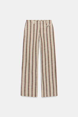 PANTAL?N RECTO RAYAS / Beige-marro