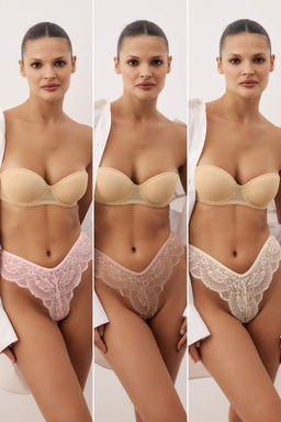 Siyah-Beyaz-K?rm?z? 3lu Dantel Duz Brazilian Kulot THMAW26KU00019 - Trendyolmilla фото 12