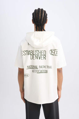 DeFactoFit Футболка оверсайз NBA Denver Nuggets с капюшоном и принтом на спине с короткими рукавами  фото 9