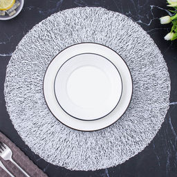 Набор салфеток сервировочных на стол Доляна Соломка, d=38 см, 4 шт, цвет светло-серый  фото 8