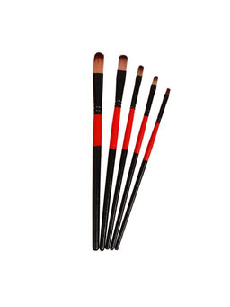 Набор кистей для рисования, нейлон, 5 штук, плоские, закругленные, деревянная ручка, международный размер