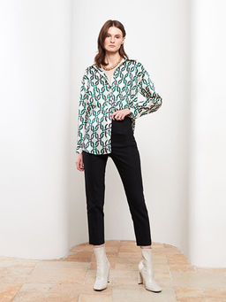 Kad?n Y?ksek Bel Standart Fit D?z Pantolon