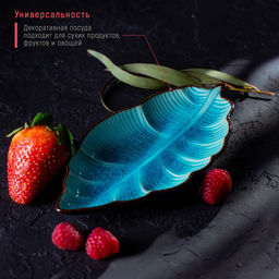 Блюдо сервировочное «Таллула. Лист», 18×9.5 см, керамика, голубое