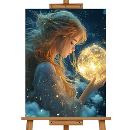 Мозаика алмазная "Девушка с шаром" (светится в темноте) 40*30 см.