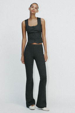 INTERLOCK BELL BOTTOM TROUSERS - Zara фото 13