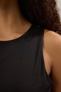 Trendyolmilla Siyah-Beyaz 2li Paket Fitted Bisiklet Yaka Alttan C?tc?tl? Orme Body TWOSS25BD00017  фото 3