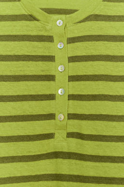 CAMISETA BOTONES CON LINO / Verdes - Zara фото 6