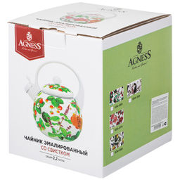 ЧАЙНИК AGNESS ЭМАЛИРОВАННЫЙ СО СВИСТКОМ, СЕРИЯ ПАРИЖСКИЕ КОТЫ 2,2Л, ИНДУКЦИОННОЕ ДНО  фото 2