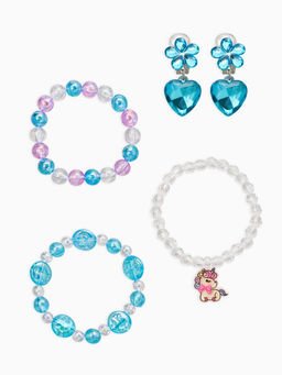 Комплект детский «Выбражулька» 4 предмета,3 браслета, 1 клипсы, единорог, сердце, цветной