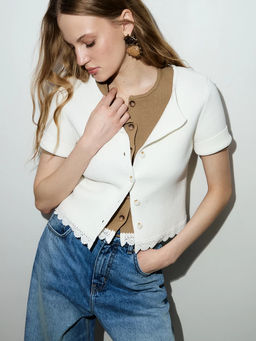 Укороченный кардиган из хлопка / Zarina  фото 7