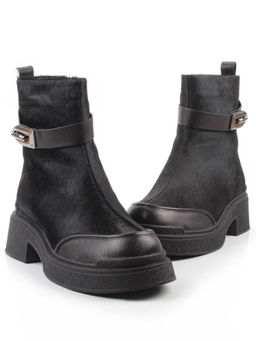 04-HSM704 BLACK Ботинки зимние женские (натуральная кожа, натуральный мех)