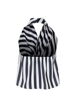 Siyah Beyaz Cizgili Degaje Yaka Dokuma Bluz TWOSS26BZ00495 - Trendyolmilla фото 2