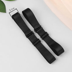 Цена за 4 шт. Бретели текстильные, 2 см, 33,5 см, пара, цвет чёрный