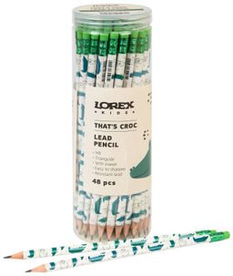 Цена за 10 шт. Карандаш чернографитный деревянный LOREX KIDS V-TYPE THATS CROC НВ с ластиком, заточенный...