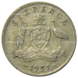 6 пенсов 1951 года Австралия
