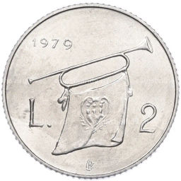 Монета 2 лиры 1979 года Сан-Марино