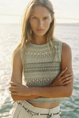 TEXTURED KNIT SLEEVELESS TOP - Zara фото 2