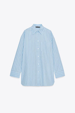 OVERSIZE STRIPED POPLIN SHIRT - Zara фото 9