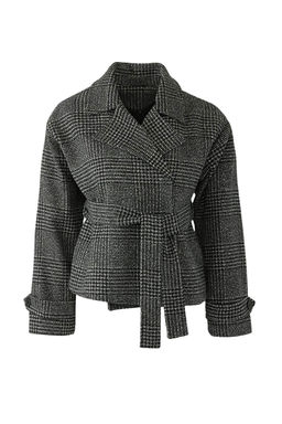 Koyu Gri Ekose Desenli Regular Kal?p Kusakl? Kase Ince Ceket Mont TWOAW26MO00134 - Trendyolmilla фото 6