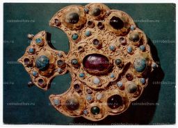 Открытка Подвеска.Золото,серебро, альмандин,бирюза,аметист.Филигрань, начало XX века