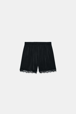 SHORTS SATINADOS PUNTILLA / Negro - Zara фото 8