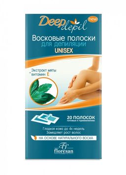 Серия "DEEP DEPILl" Ф-483а Восковые полоски для депиляции "Unisex" с мятой (20 шт)/20