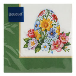 Салфетки бумажные "Bouquet" 33х33см, 3-х слойные, 20 штук в упаковке, 100% целлюлоза, "Пасхальный сувенир" (Россия)