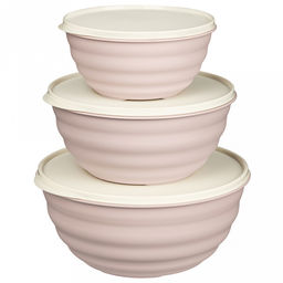 Миска пластмассовая "Latina" 1,1л, д16,6см, h8см, бежевый, с крышкой (Россия)