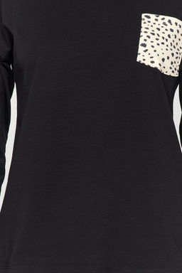 Trendyolmilla Siyah-Cok Renkli %100 Pamuklu Leopar Desenli Tshirt-Pantolon Orme Pijama Tak?m? THMAW24PT00209