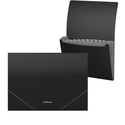 Цена за 4 шт. Папка-картотека пластиковая ErichKrause Matt Classic, с 13 отделениями, A4, черный (в пакете по 4 шт.)