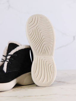 Ботинки 308.927bе.Черный замша+бежевый/Шерсть