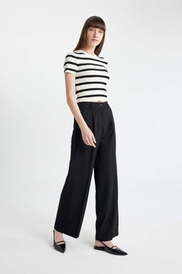 Широкие брюки с карманами и высокой талией, широкие брюки длинной длины - Defacto фото 3