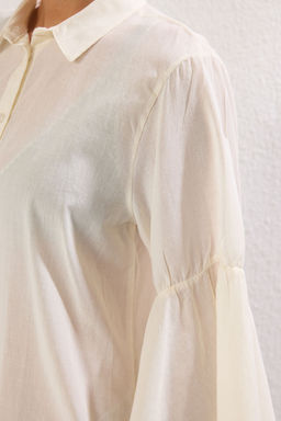 Ekru Dokuma %100 Pamuk Plaj Mini Elbise TBESS25EL00036 - Trendyolmilla фото 5