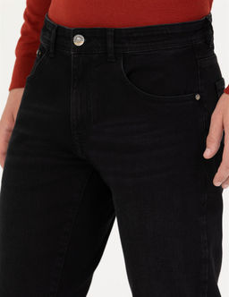 Siyah Straight Fit Jean Pantolon