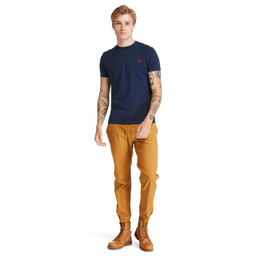 Футболка Timberland T-Shirt Dunstan River Jersey Crew Neck Slim темно-синяя  фото 2