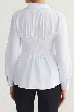 Beyaz Parlak Tas Bask?l? Fermuarl? Poplin Dokuma Gomlek TPRSS25GO00001 - Trendyolmilla фото 5