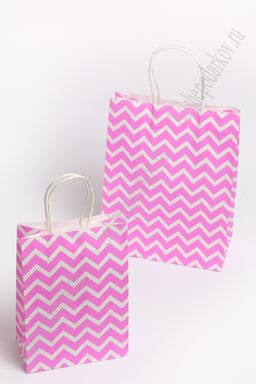 Пакет крафтовый с рисунком "Зигзаг" 15*21*8 см (12 шт) SF-7172, фукси