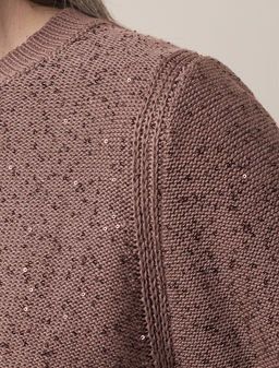 VILATTE / Джемпер из хлопковой пряжи с пайетками  фото 8